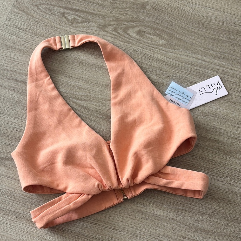 Oh Polly Apricot Halter Crop Top
